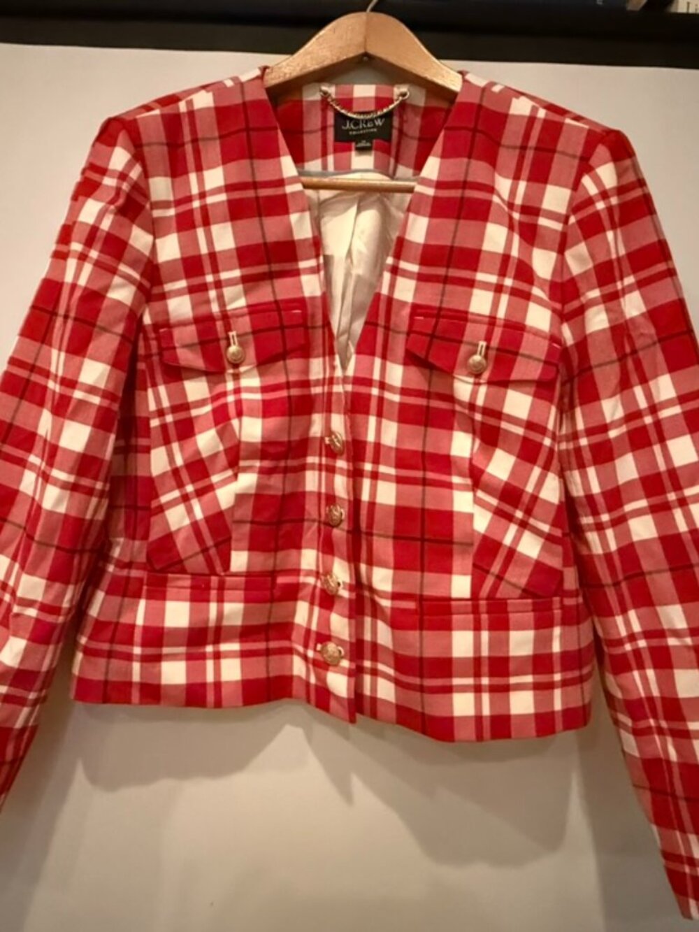 J.Crew Collection City Wool Lady Jacket, Vibrant Flame Size 14